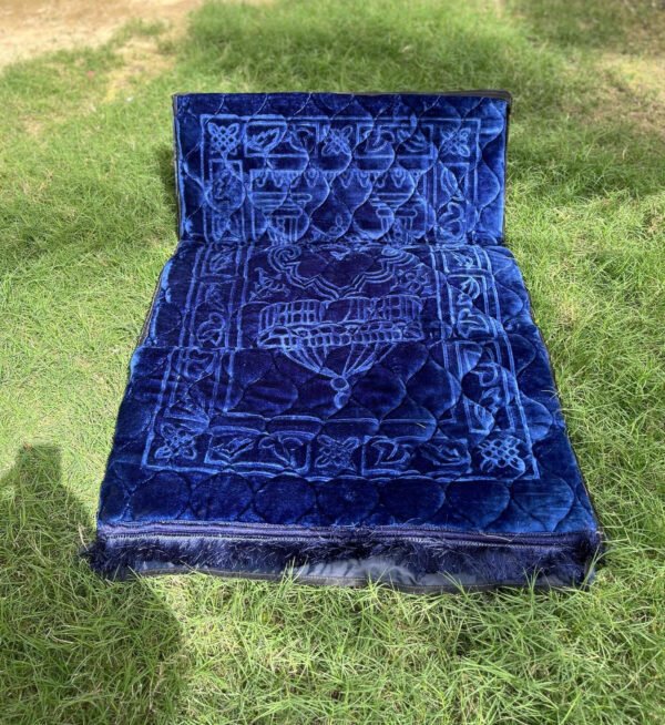 Jai Namaz Luxury Velvet with Back Support (Blue)