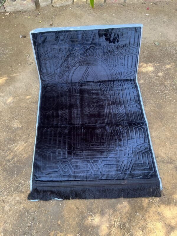 Jai Namaz Luxury Velvet with Back Support (Plain Black)